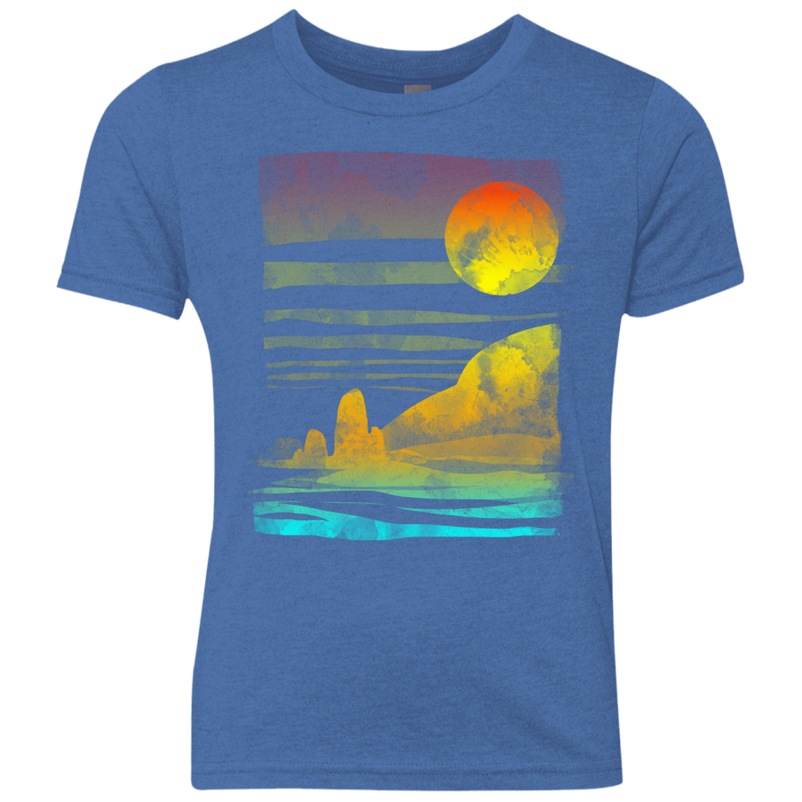 T-Shirts Vintage Royal / YXS Landscape Painted With Tea Youth Triblend T-Shirt