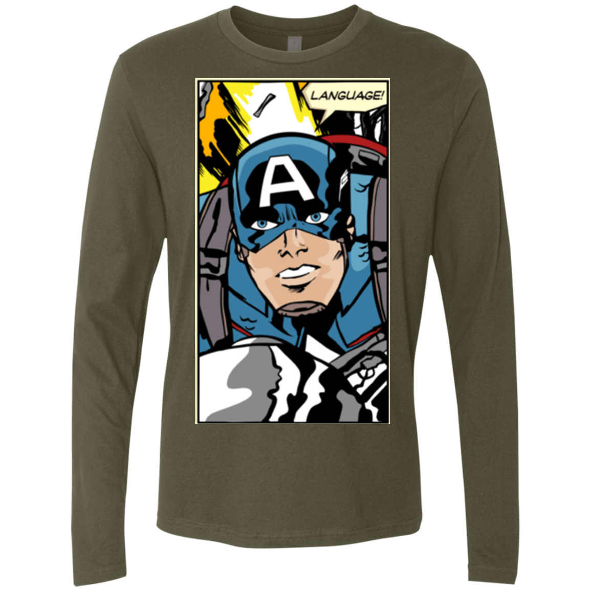 T-Shirts Military Green / S Language Men's Premium Long Sleeve