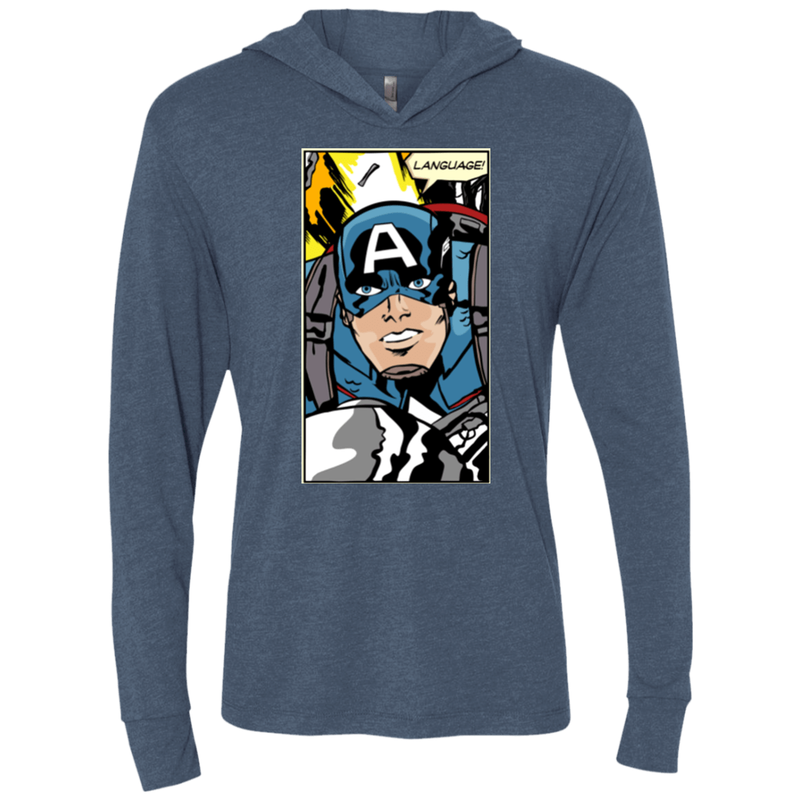 T-Shirts Indigo / X-Small Language Triblend Long Sleeve Hoodie Tee