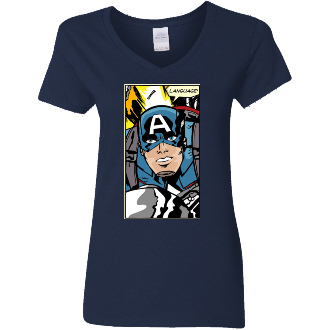 T-Shirts Navy / S Language Women's V-Neck T-Shirt