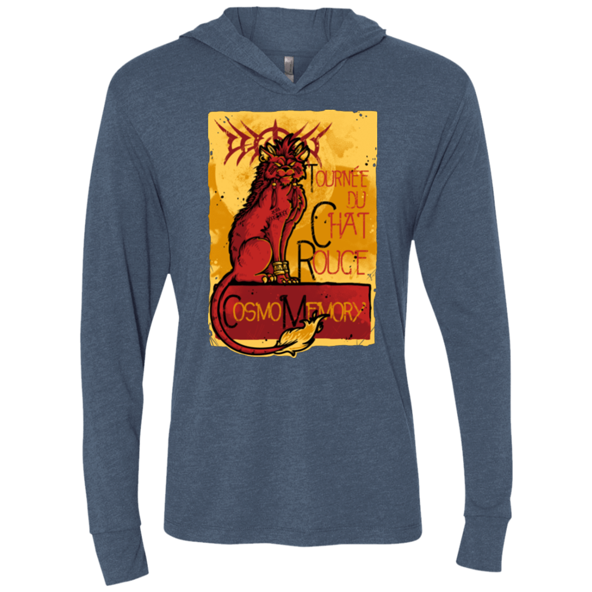 T-Shirts Indigo / X-Small LE CHAT ROUGE Triblend Long Sleeve Hoodie Tee