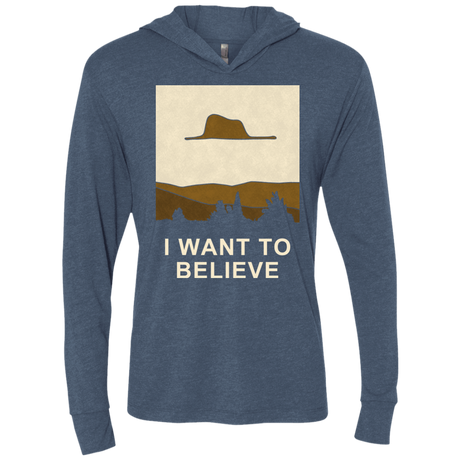 T-Shirts Indigo / X-Small Le petit believer Triblend Long Sleeve Hoodie Tee