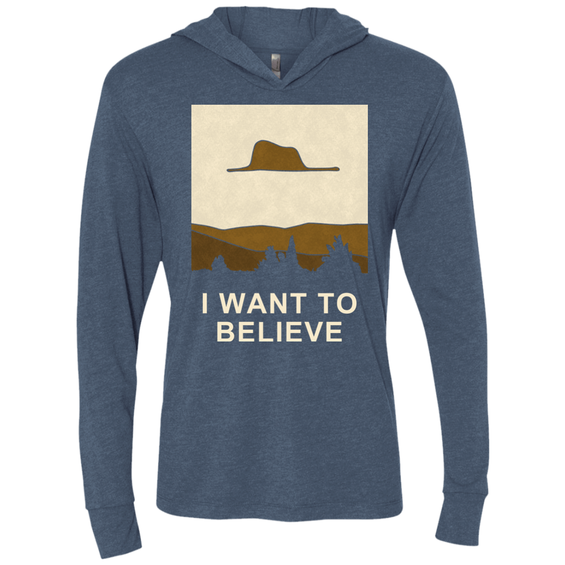 T-Shirts Indigo / X-Small Le Petit Believer Triblend Long Sleeve Hoodie Tee