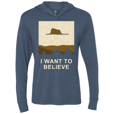T-Shirts Indigo / X-Small Le Petit Believer Triblend Long Sleeve Hoodie Tee