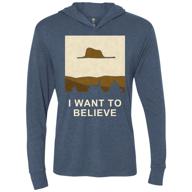 T-Shirts Indigo / X-Small Le Petit Believer Triblend Long Sleeve Hoodie Tee
