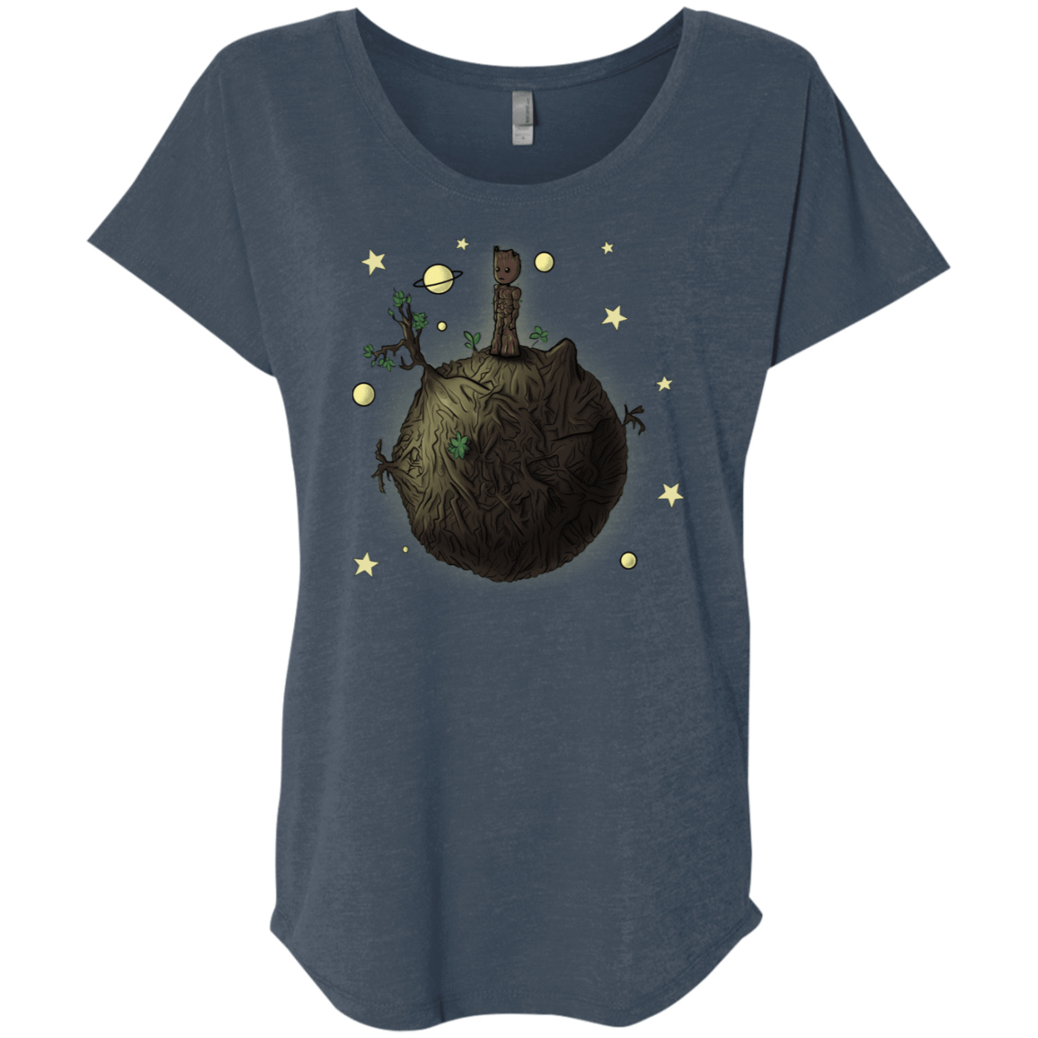 T-Shirts Indigo / X-Small Le Petit Groot Triblend Dolman Sleeve