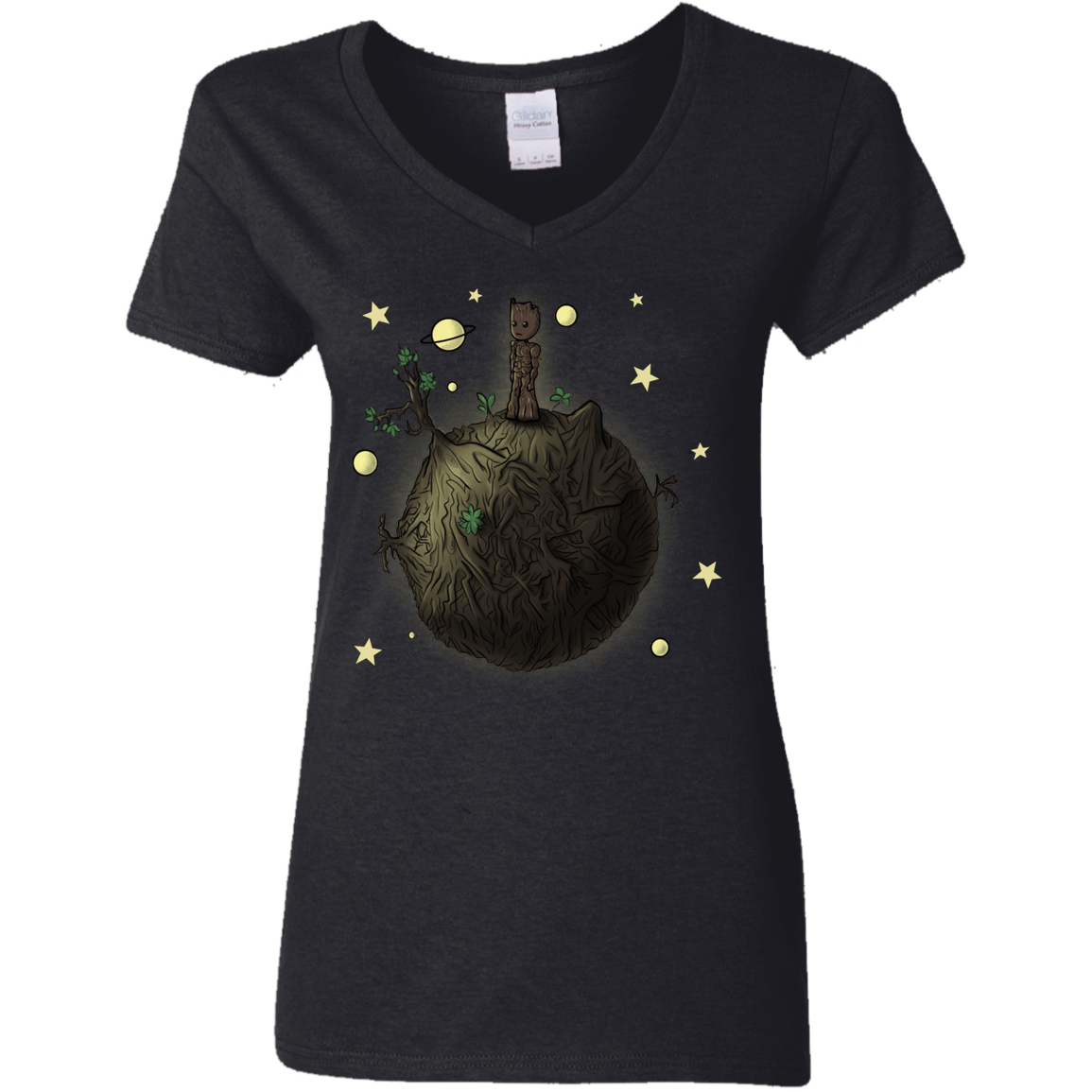 T-Shirts Black / S Le Petit Groot Women's V-Neck T-Shirt