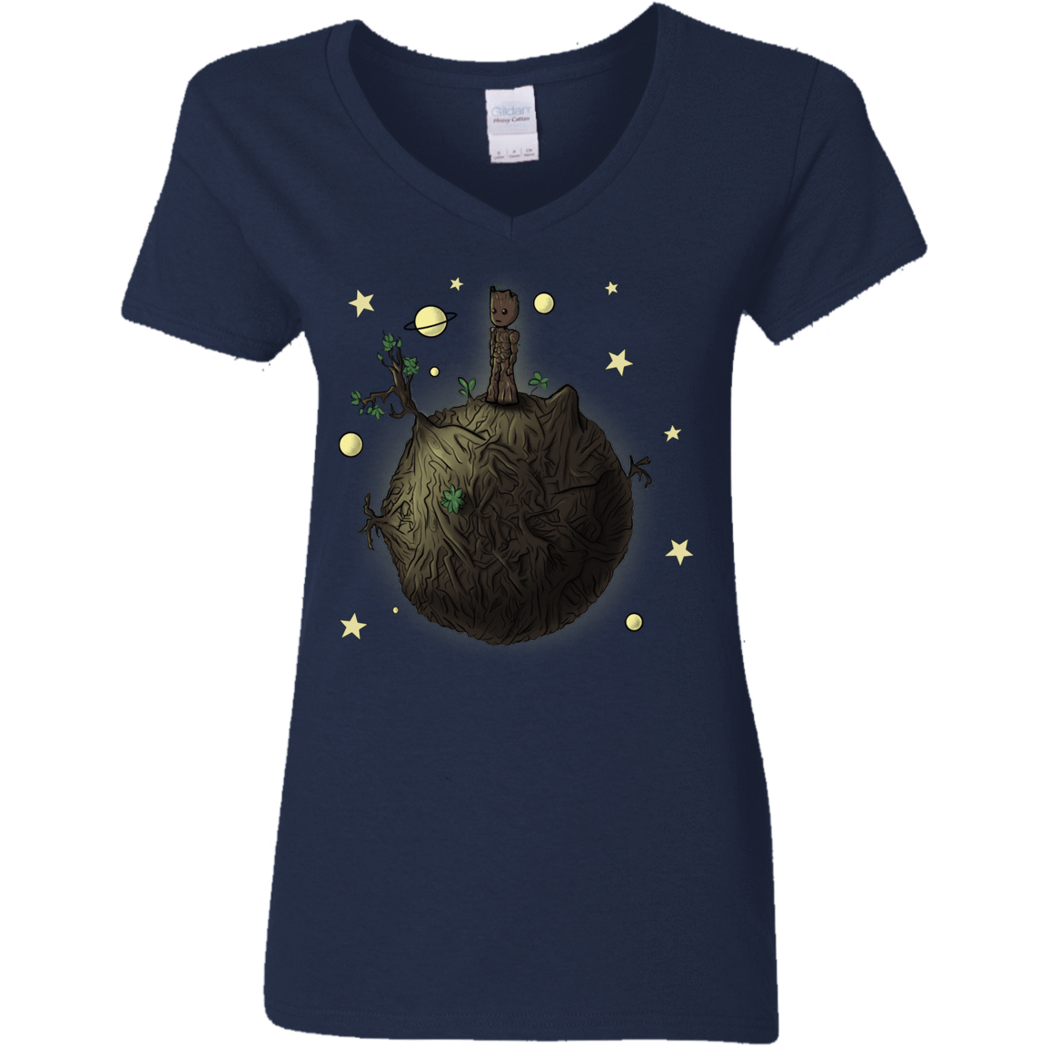 T-Shirts Navy / S Le Petit Groot Women's V-Neck T-Shirt