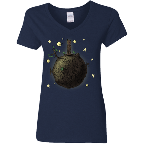 T-Shirts Navy / S Le Petit Groot Women's V-Neck T-Shirt