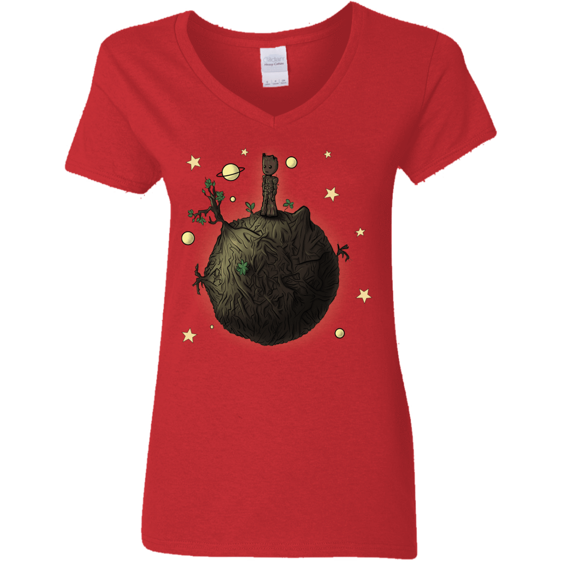 T-Shirts Red / S Le Petit Groot Women's V-Neck T-Shirt