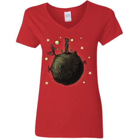 T-Shirts Red / S Le Petit Groot Women's V-Neck T-Shirt