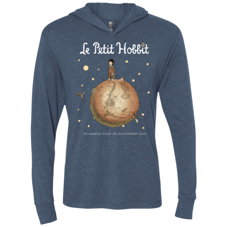 T-Shirts Indigo / X-Small Le Petit Hobbit Triblend Long Sleeve Hoodie Tee
