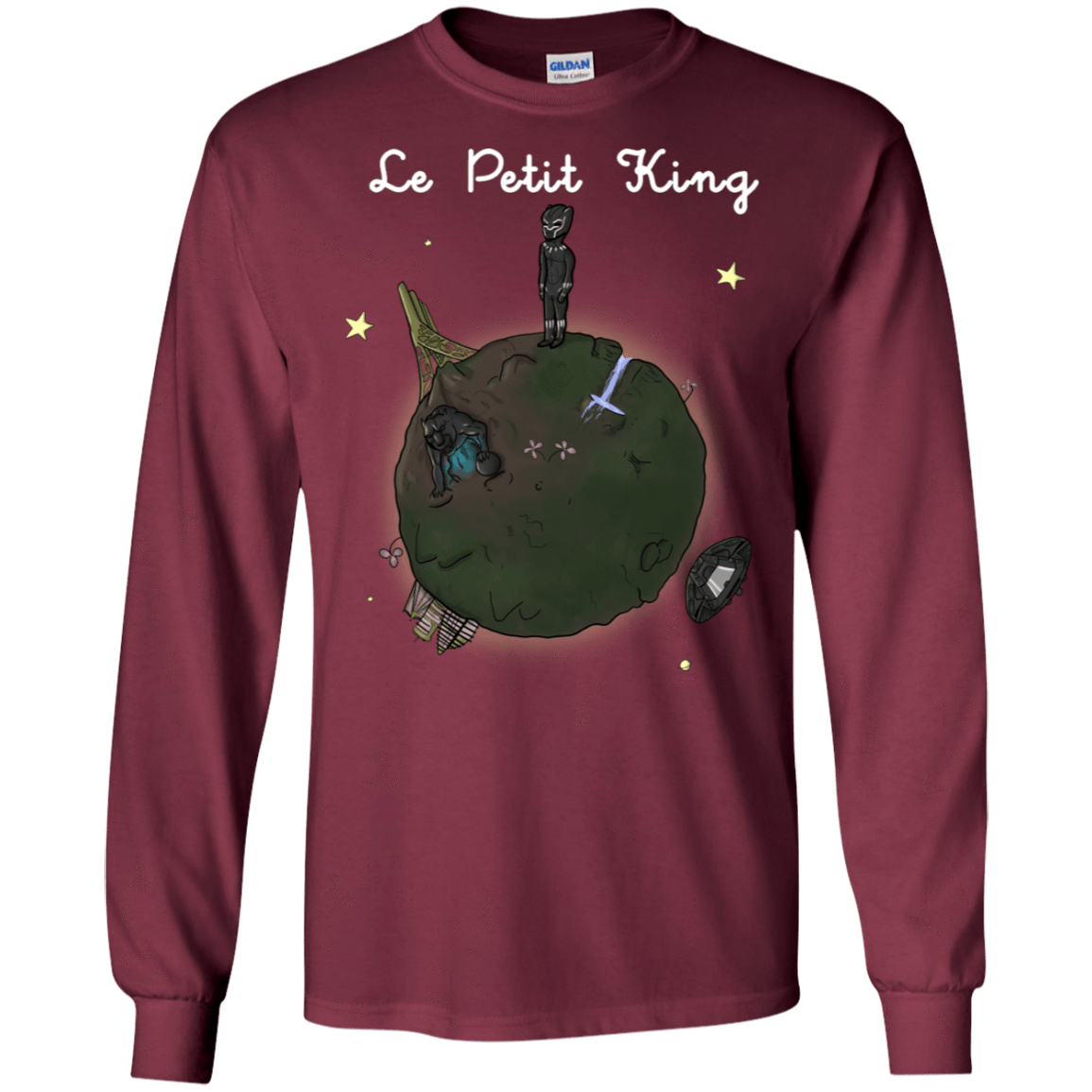 T-Shirts Maroon / S Le Petit Prince Of Wakanda Men's Long Sleeve T-Shirt