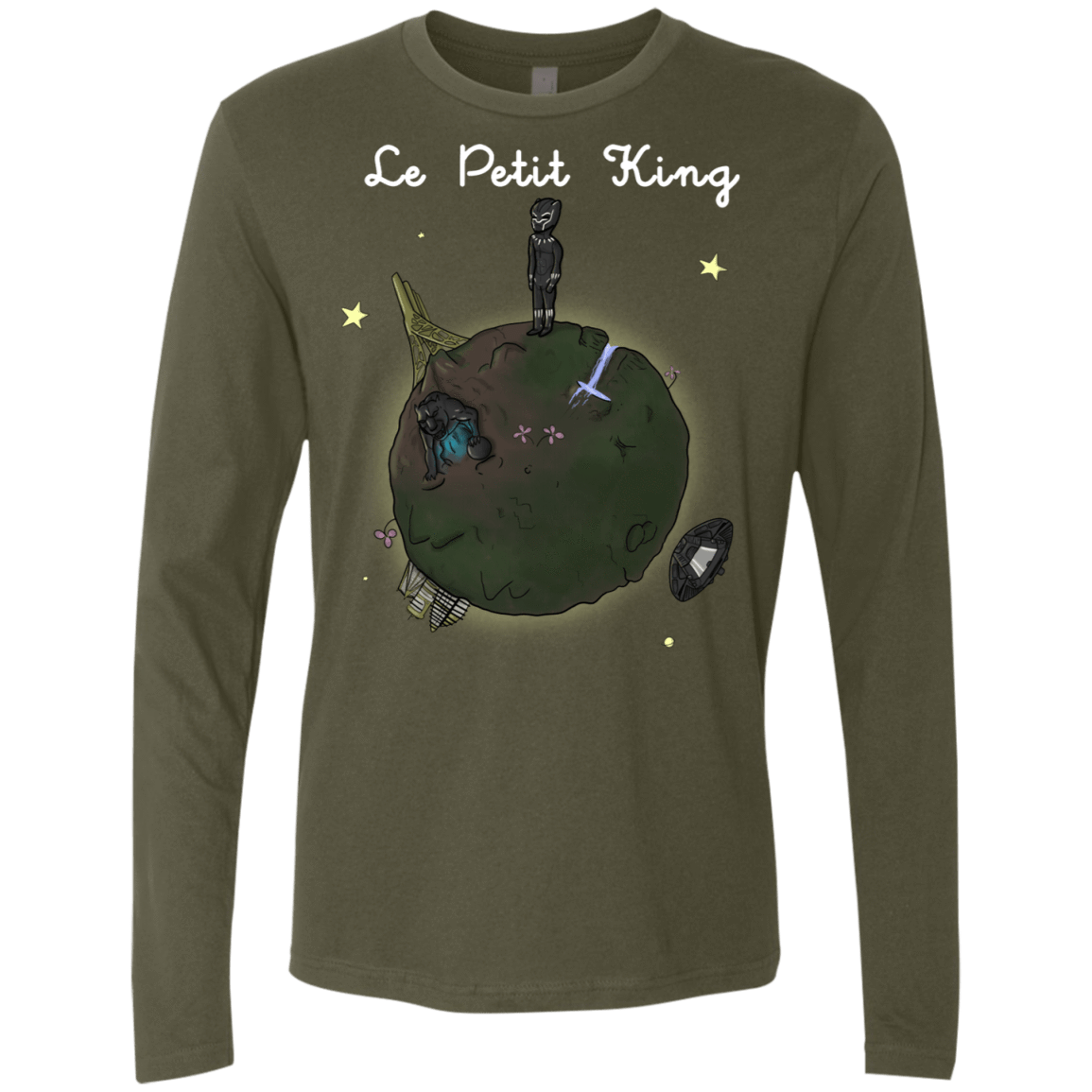 T-Shirts Military Green / S Le Petit Prince Of Wakanda Men's Premium Long Sleeve
