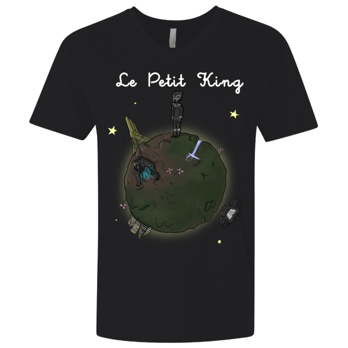 T-Shirts Black / X-Small Le Petit Prince Of Wakanda Men's Premium V-Neck