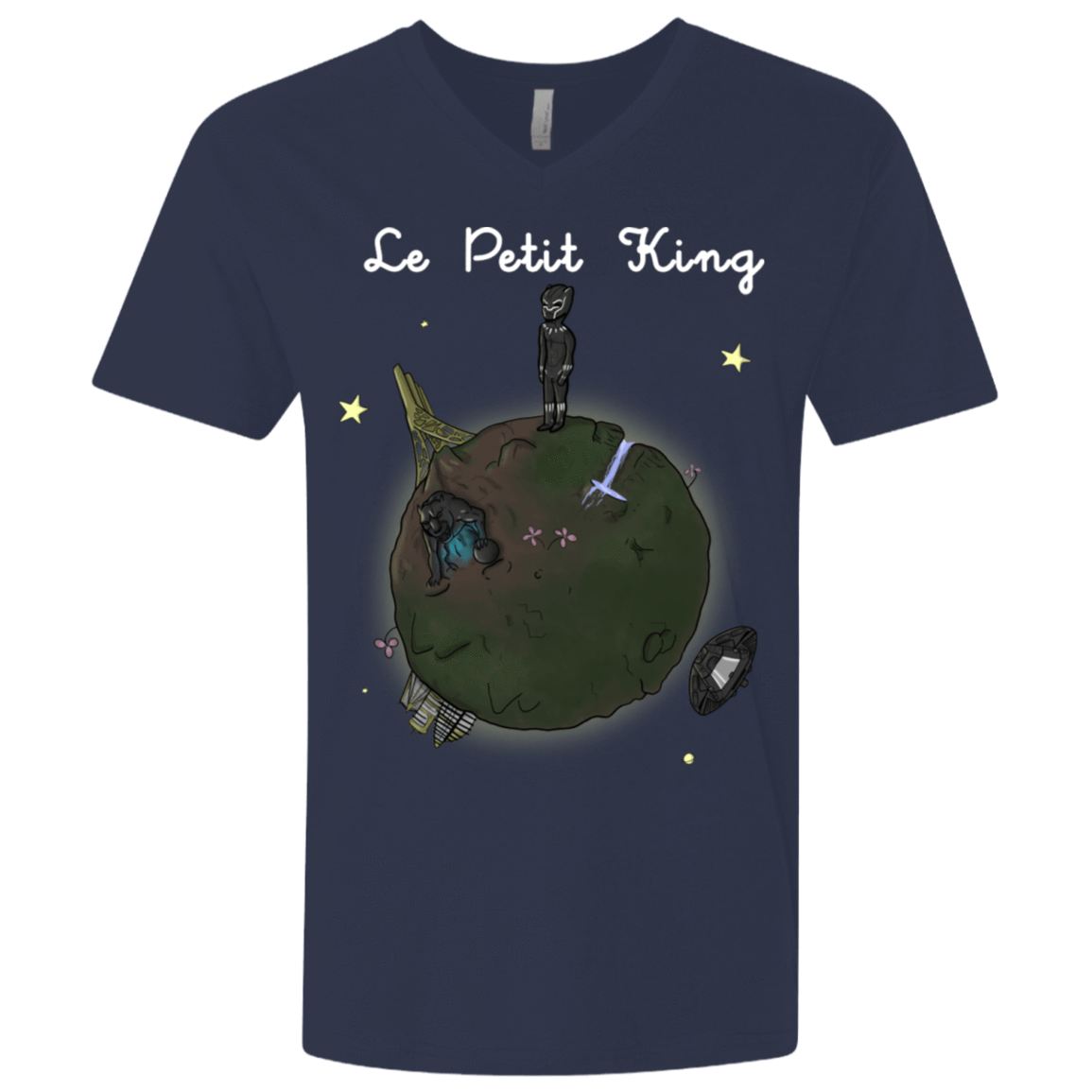 T-Shirts Midnight Navy / X-Small Le Petit Prince Of Wakanda Men's Premium V-Neck