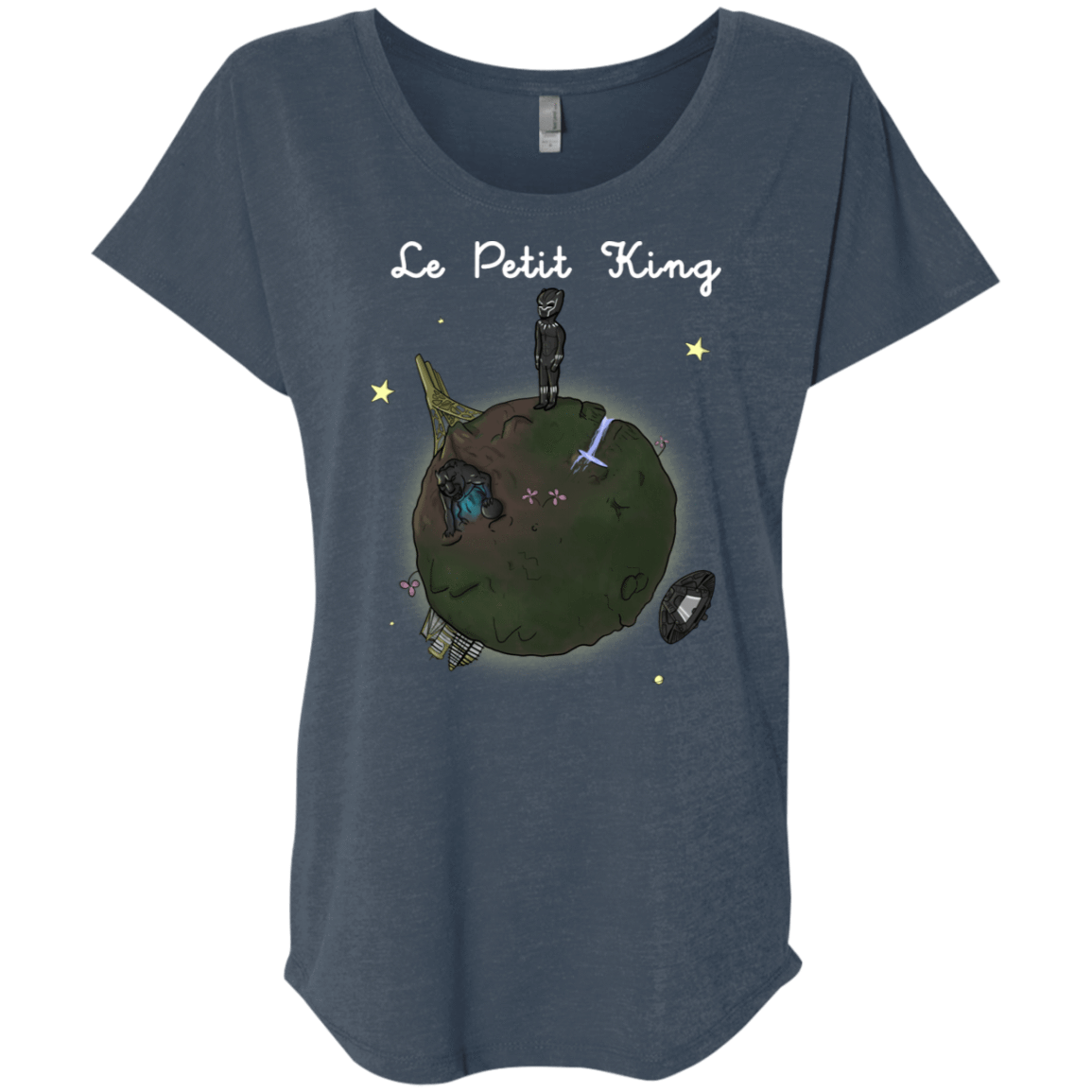 T-Shirts Indigo / X-Small Le Petit Prince Of Wakanda Triblend Dolman Sleeve