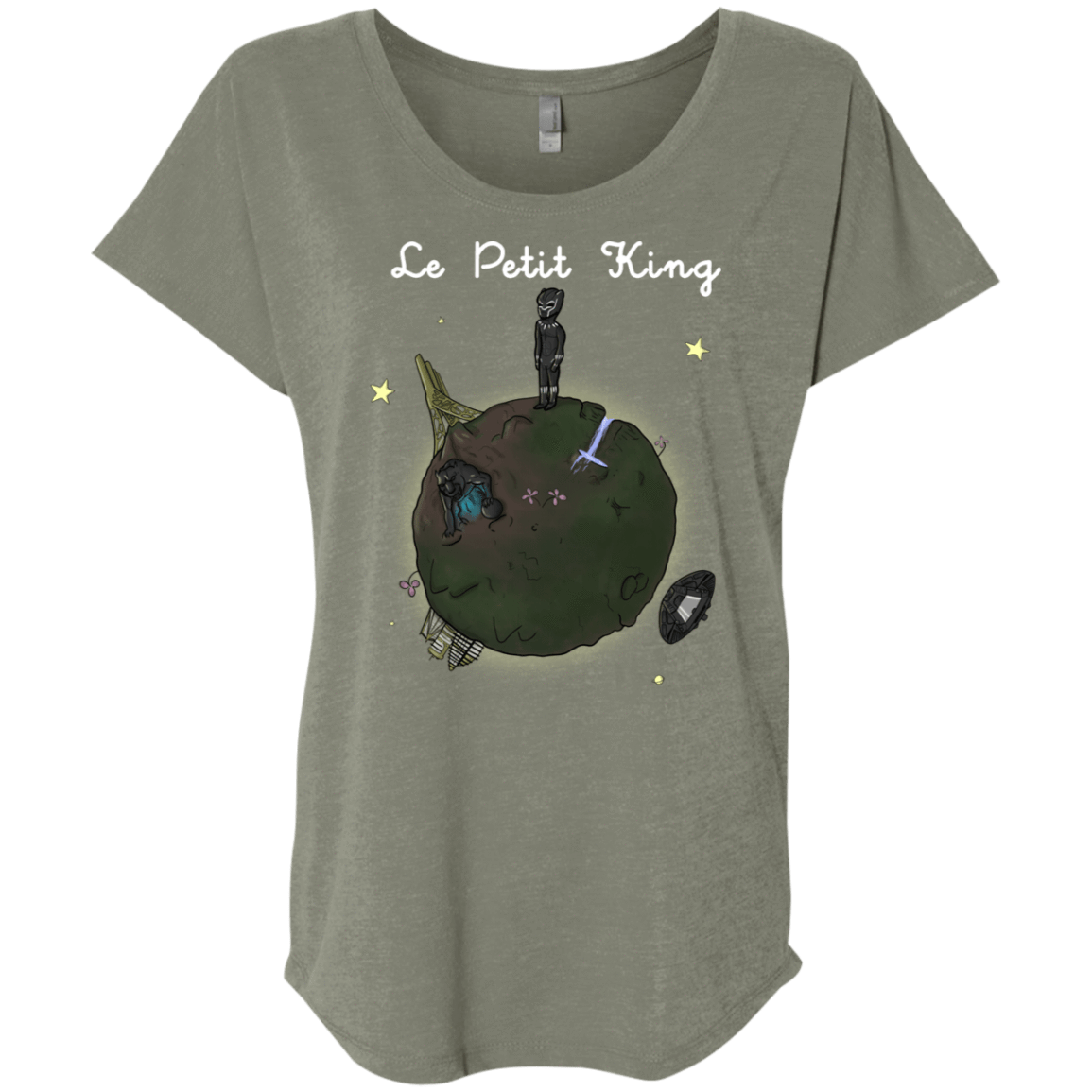 T-Shirts Venetian Grey / X-Small Le Petit Prince Of Wakanda Triblend Dolman Sleeve