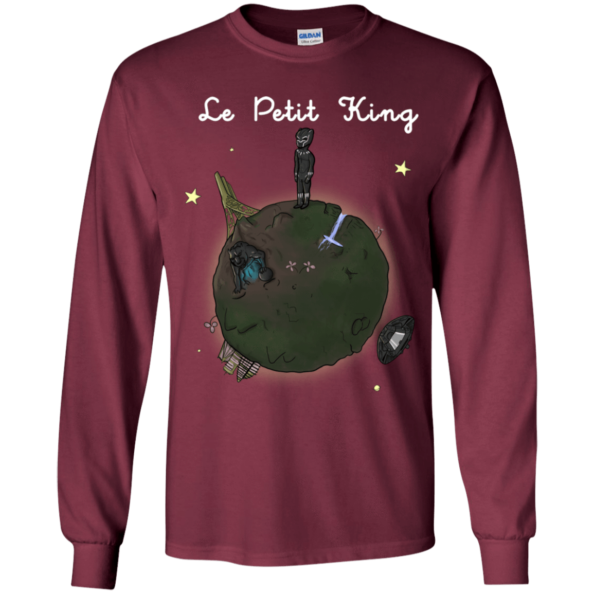 T-Shirts Maroon / YS Le Petit Prince Of Wakanda Youth Long Sleeve T-Shirt