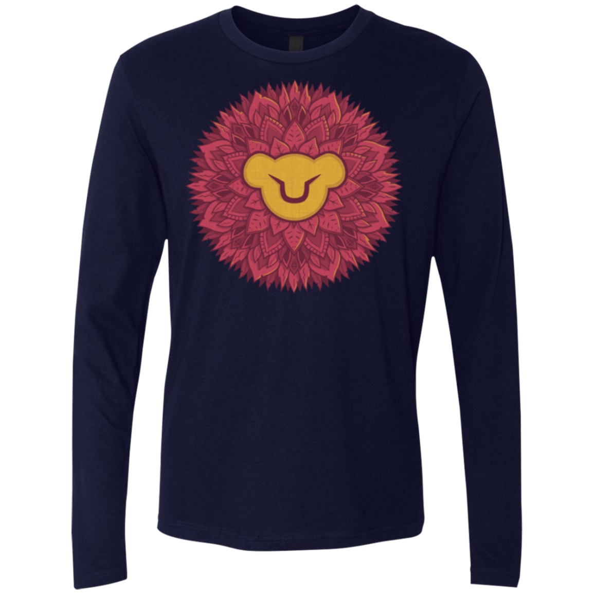 T-Shirts Midnight Navy / Small Leaf Mane Mandala Men's Premium Long Sleeve