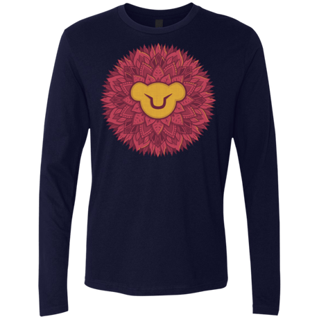 T-Shirts Midnight Navy / Small Leaf Mane Mandala Men's Premium Long Sleeve