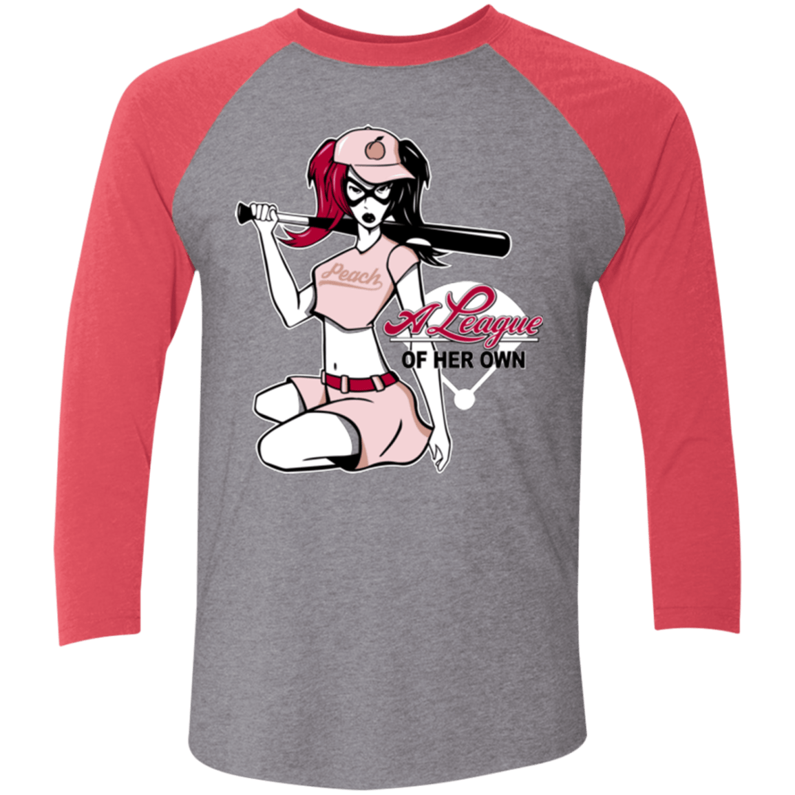 T-Shirts Premium Heather/ Vintage Red / X-Small League of Her Own Men's Triblend 3/4 Sleeve