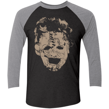 T-Shirts Vintage Black/Premium Heather / X-Small Leather Face Grunge Men's Triblend 3/4 Sleeve
