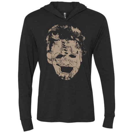 T-Shirts Vintage Black / X-Small Leather Face Grunge Triblend Long Sleeve Hoodie Tee