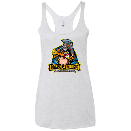 T-Shirts Heather White / X-Small Leeroy Jenkins Women's Triblend Racerback Tank