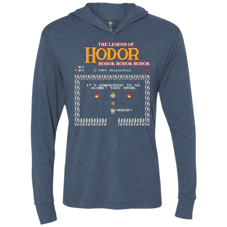 T-Shirts Indigo / X-Small Legend of Hodor Triblend Long Sleeve Hoodie Tee
