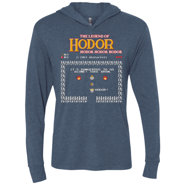 T-Shirts Indigo / X-Small Legend of Hodor Triblend Long Sleeve Hoodie Tee