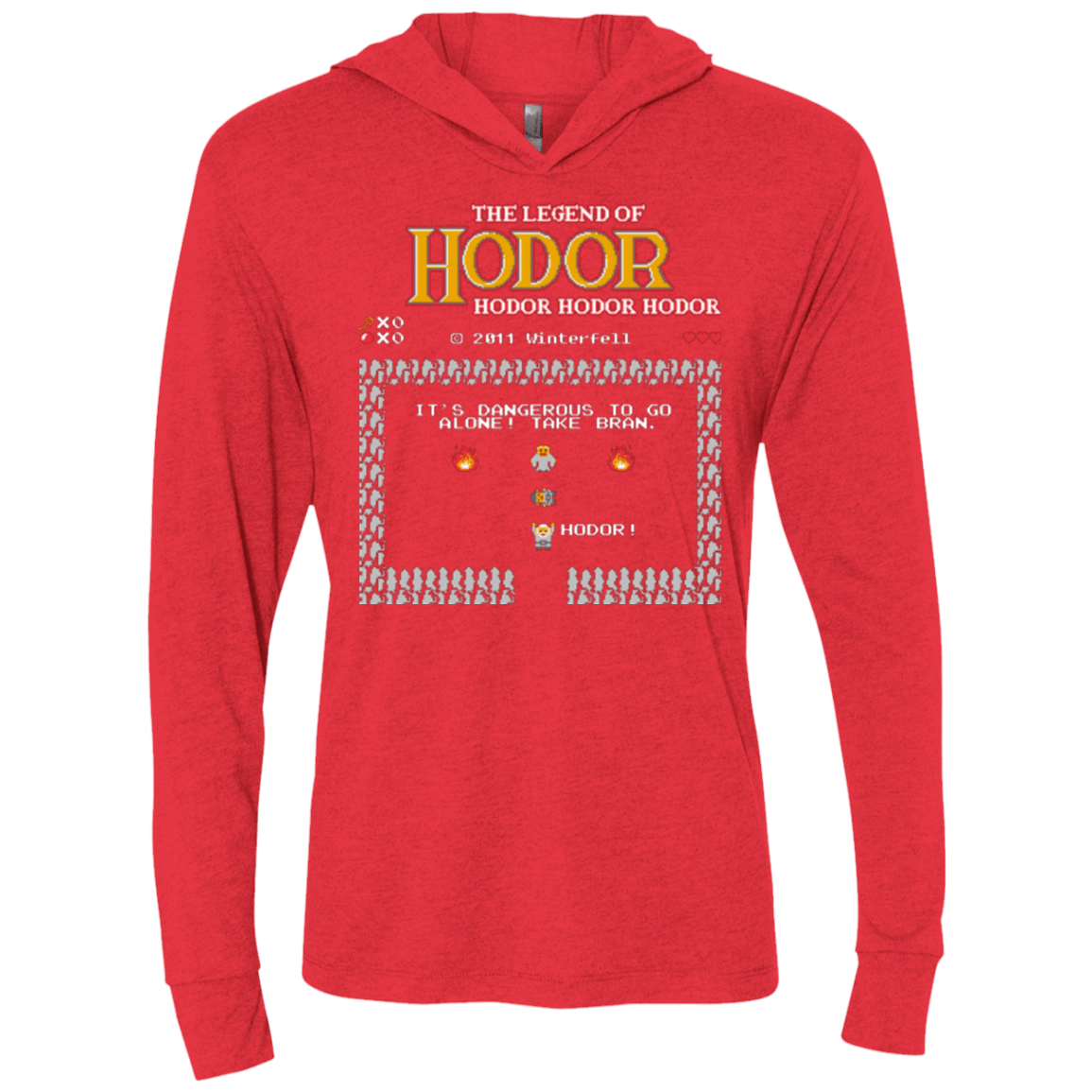 T-Shirts Vintage Red / X-Small Legend of Hodor Triblend Long Sleeve Hoodie Tee