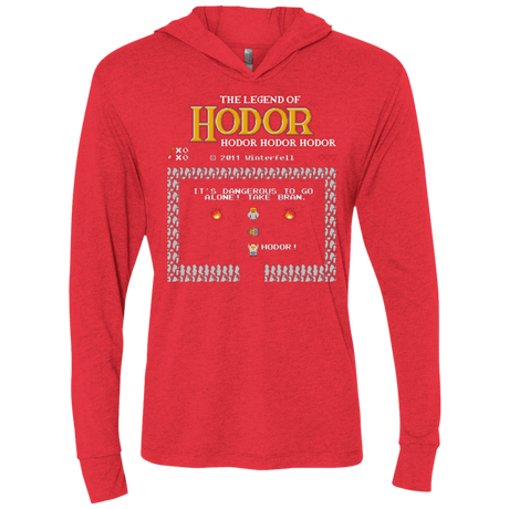 T-Shirts Vintage Red / X-Small Legend of Hodor Triblend Long Sleeve Hoodie Tee