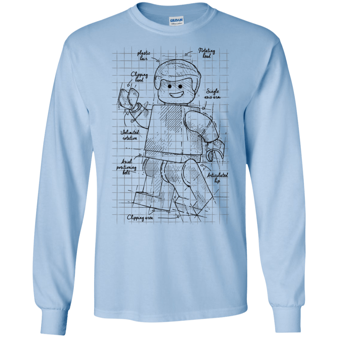 T-Shirts Light Blue / S Lego Plan Men's Long Sleeve T-Shirt