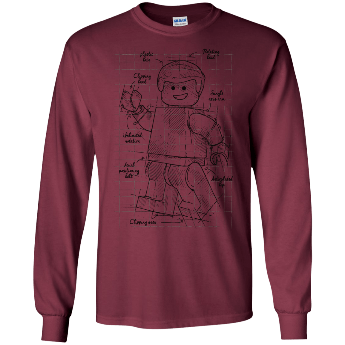 T-Shirts Maroon / S Lego Plan Men's Long Sleeve T-Shirt