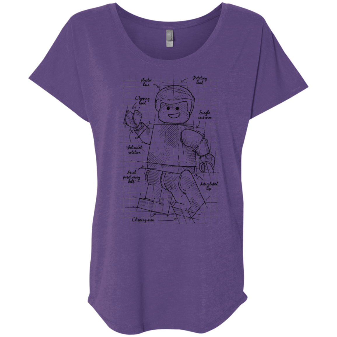 T-Shirts Purple Rush / X-Small Lego Plan Triblend Dolman Sleeve