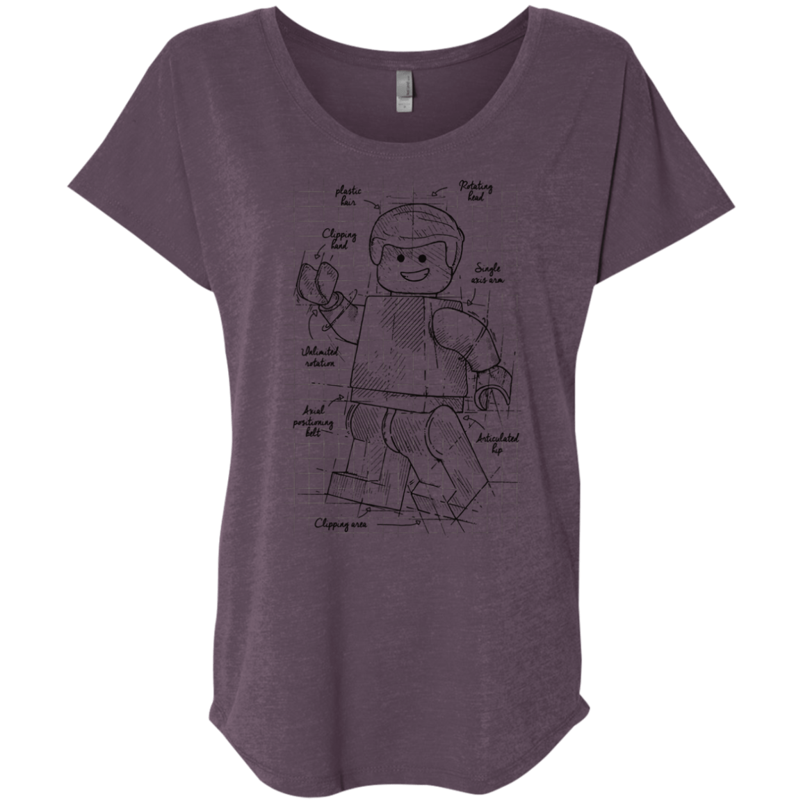T-Shirts Vintage Purple / X-Small Lego Plan Triblend Dolman Sleeve