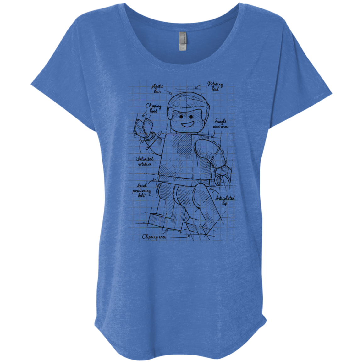 T-Shirts Vintage Royal / X-Small Lego Plan Triblend Dolman Sleeve