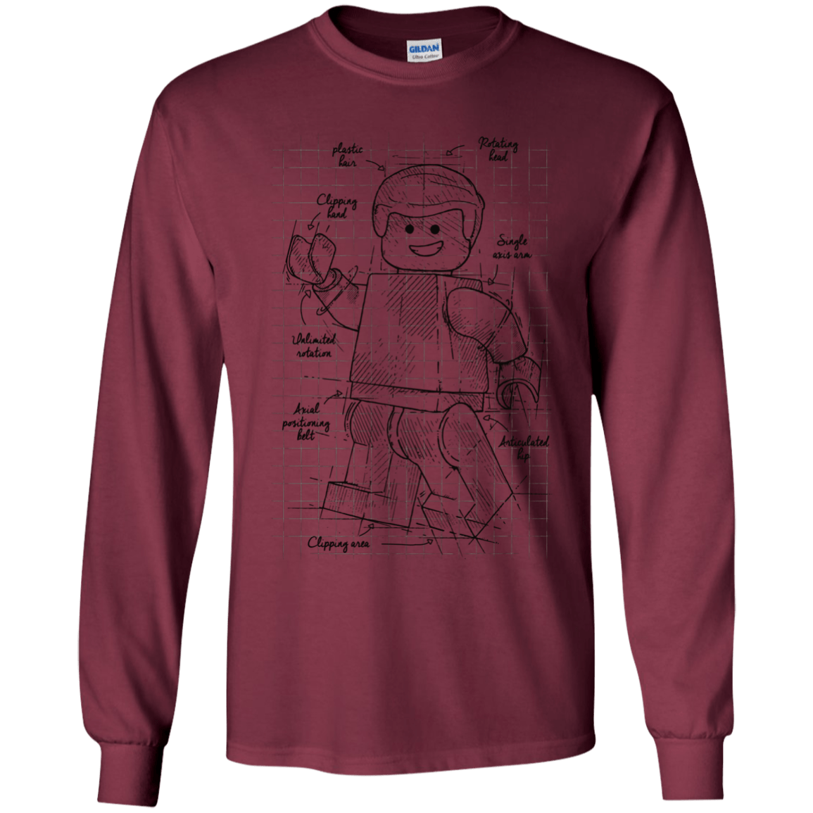 T-Shirts Maroon / YS Lego Plan Youth Long Sleeve T-Shirt