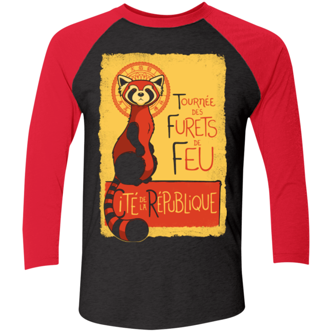 T-Shirts Vintage Black/Vintage Red / X-Small Les Furets de Feu Men's Triblend 3/4 Sleeve