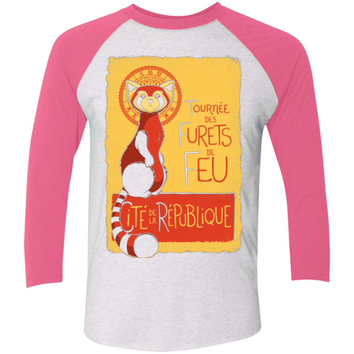T-Shirts Heather White/Vintage Pink / X-Small Les Furets de Feu Triblend 3/4 Sleeve