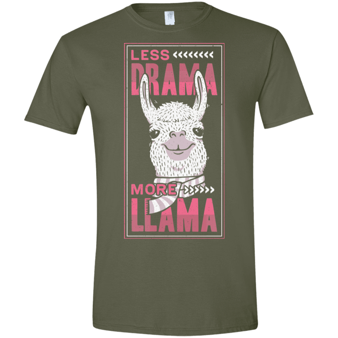 T-Shirts Military Green / S Less Drama More Llama Men's Semi-Fitted Softstyle