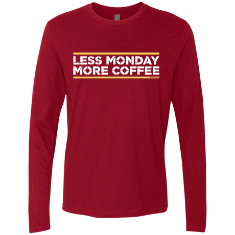 T-Shirts Cardinal / Small Less Monday More Coffee Men's Premium Long Sleeve