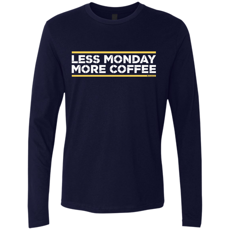 T-Shirts Midnight Navy / Small Less Monday More Coffee Men's Premium Long Sleeve