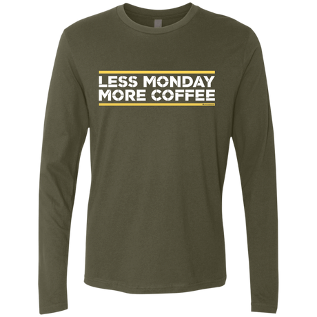 T-Shirts Military Green / Small Less Monday More Coffee Men's Premium Long Sleeve