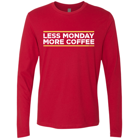 T-Shirts Red / Small Less Monday More Coffee Men's Premium Long Sleeve