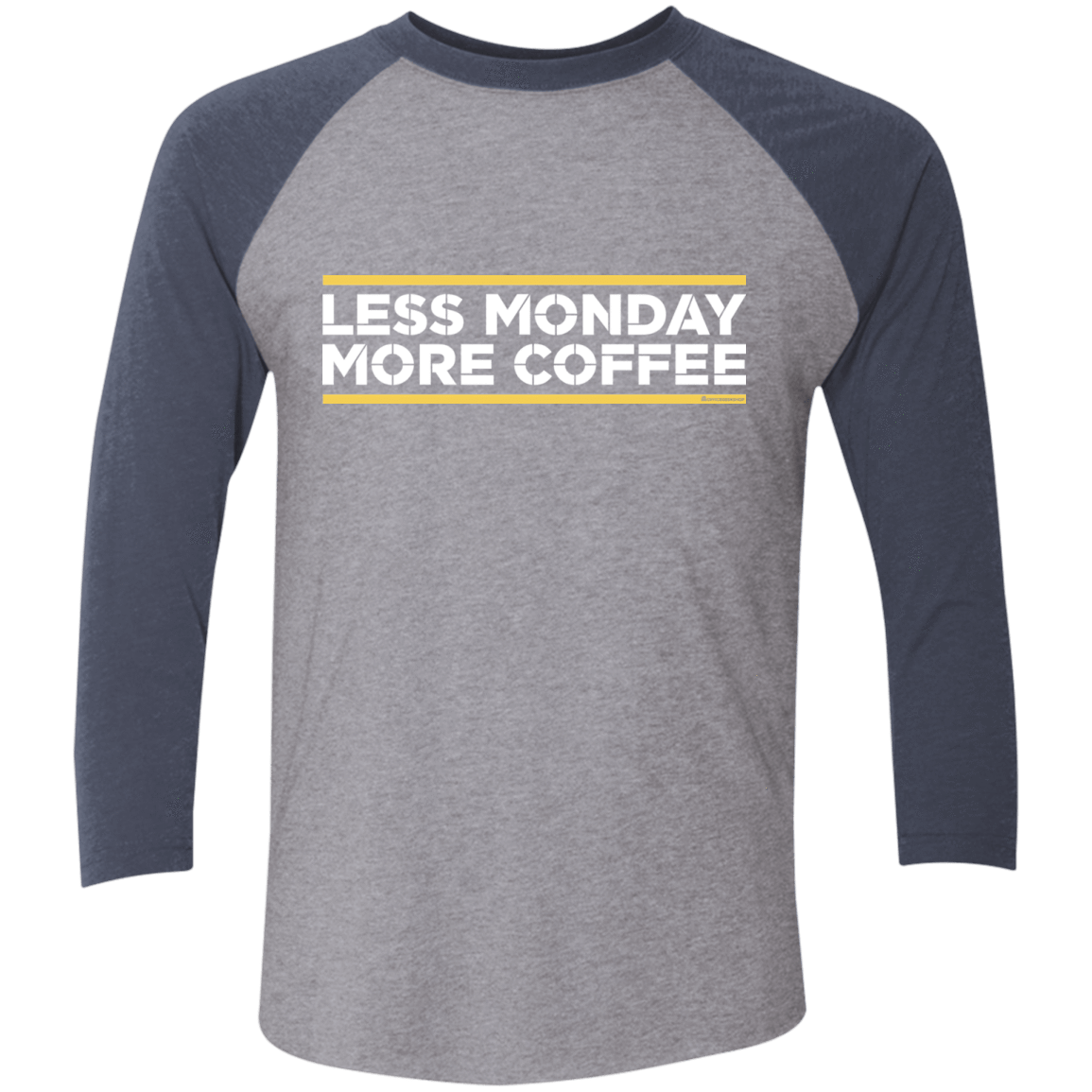 T-Shirts Premium Heather/Vintage Navy / X-Small Less Monday More Coffee Men's Triblend 3/4 Sleeve