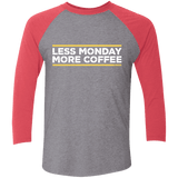 T-Shirts Premium Heather/ Vintage Red / X-Small Less Monday More Coffee Men's Triblend 3/4 Sleeve