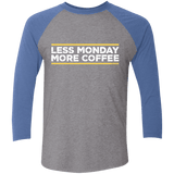 T-Shirts Premium Heather/Vintage Royal / X-Small Less Monday More Coffee Men's Triblend 3/4 Sleeve