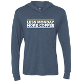 T-Shirts Indigo / X-Small Less Monday More Coffee Triblend Long Sleeve Hoodie Tee